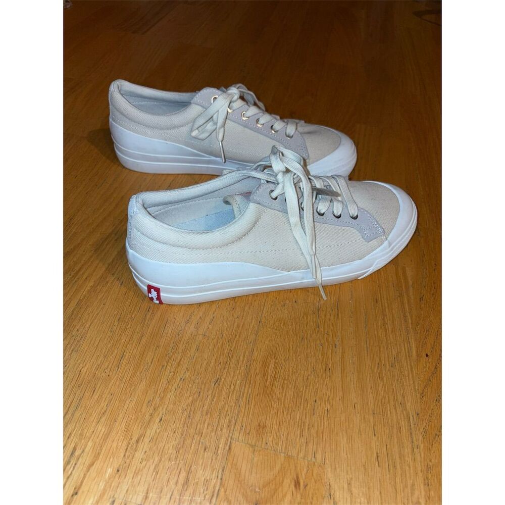 Levi's Women's Beige Canvas Sneakers Size 9 Standard Casual Lace-Up Shoes - Picture 8 of 11